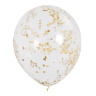Ballonger med konfetti guld 6-pack